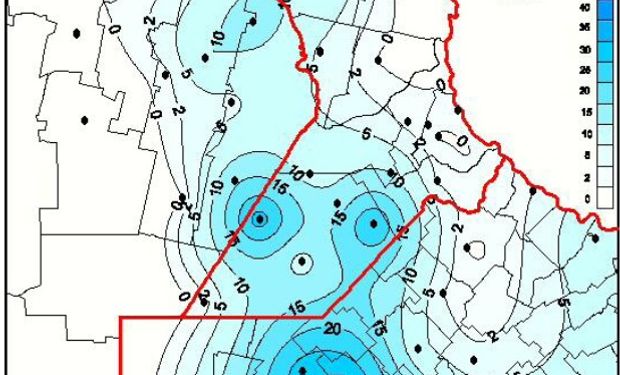 Acumulado de precipitación 12/06/14. Fuente: BCR