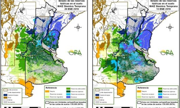 El contenido de agua en el primer metro de suelo para lotes de maíz muestra una evolución favorable para el cultivo.