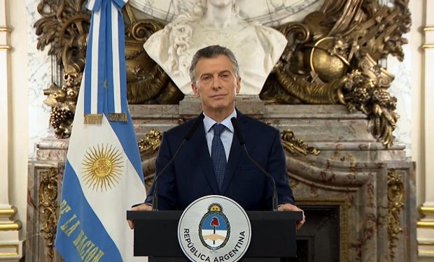 El presidente Mauricio Macri desde la Casa Rosada.