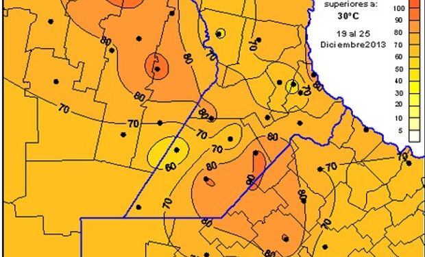 Cantidad de horas con temperaturas superiores a 38°C