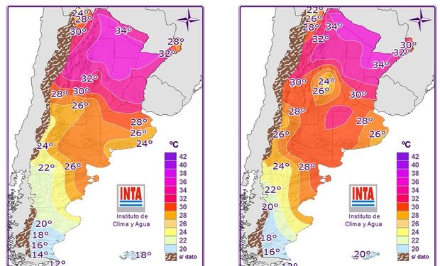 Mapa de Temperaturas: 24 hs y 48 hs