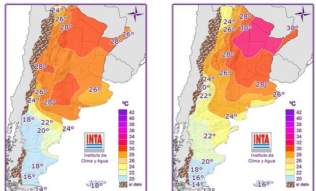 Temperaturas máximas pronosticadas: 24 hs. y 48 hs.