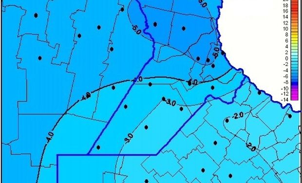 El día más frío del año dejó en temperaturas bajo cero a toda la región núcleo. Fuente: Guía Estratégica para el Agro BCR