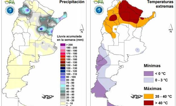 Lluvias y temperaturas para el periodo del: 28/10/19 al 03/11/19