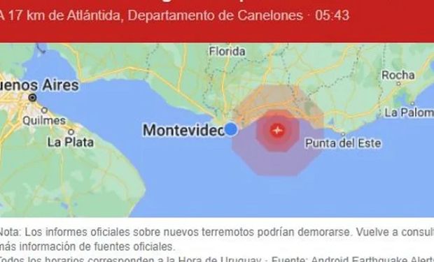 Terremoto en Uruguay: un temblor de 4,2 grados en la escala de Ritcher sacudió a la República Oriental