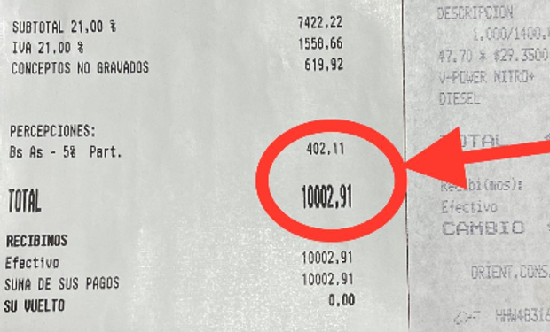 Viral: el ticket de gasoil que compartió un productor indignado por el aumento