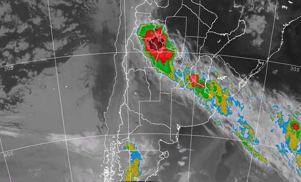 En la imagen se observa la nubosidad responsable de las tormentas que tendremos durante la jornada de hoy.