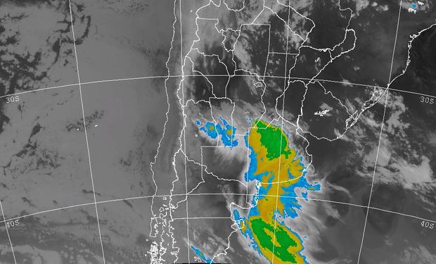 En la imagen se observa que el mal tiempo esta afectando principalmente a la provincia de Buenos Aires.