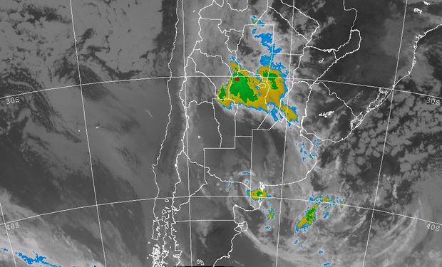 Lluvias de bajos montos se darán sobre regiones del centro-este de Santa Fe y centro-norte de Córdoba.