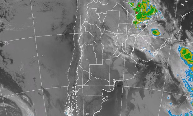 Las celdas de tormenta solo se observan en Paraguay, algunas en el este de Formosa y en el sudeste de Misiones.