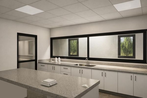 Tropfen_render de la obra_laboratorio en planta alta en la nave de producción