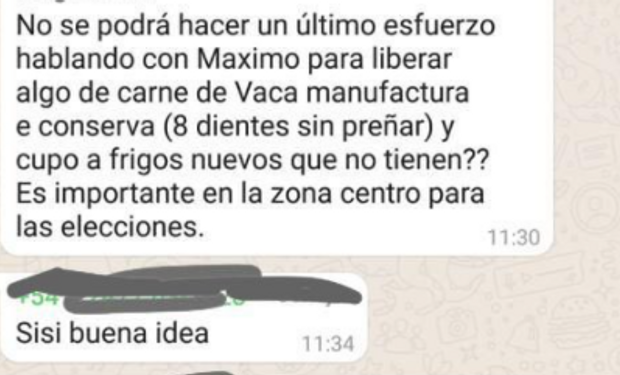 El insólito whatsapp que adelanta la extensión del cepo cárnico